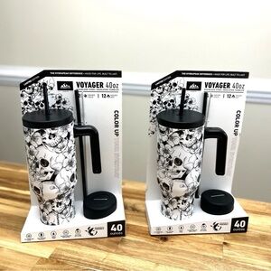 2 LIMITED EDITION Halloween Skull Black HYDRAPEAK Voyager Tumbler 40 oz BUNDLE